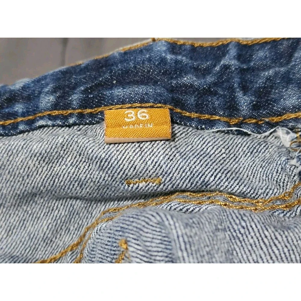 Red Camel Jean Shorts Men's Size 36 Denim  Distressed Bleached Acid Wash Blue